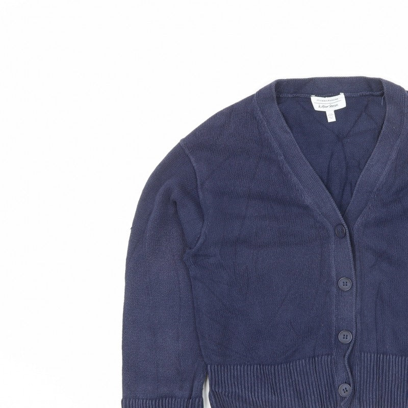& Other Stories Women Blue XS Cotton V-Neck Button Cardigan