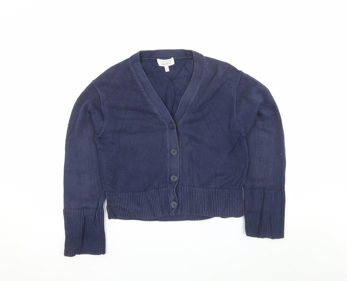 & Other Stories Women Blue XS Cotton V-Neck Button Cardigan