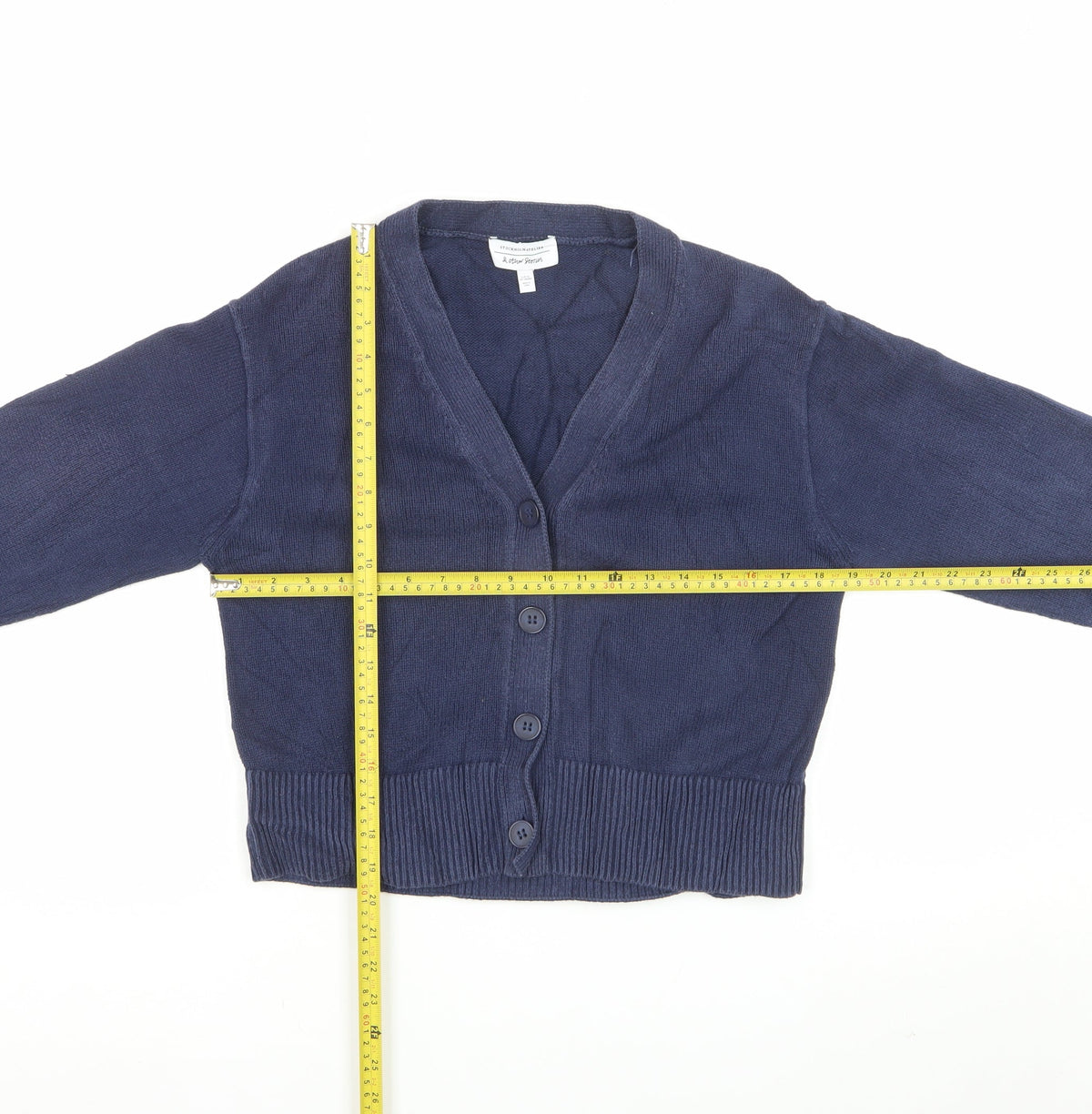 & Other Stories Women Blue XS Cotton V-Neck Button Cardigan