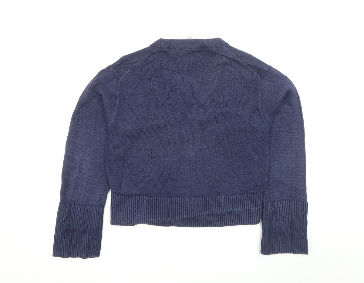 & Other Stories Women Blue XS Cotton V-Neck Button Cardigan
