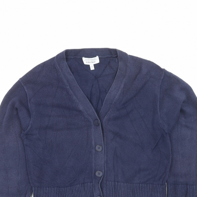 & Other Stories Women Blue XS Cotton V-Neck Button Cardigan