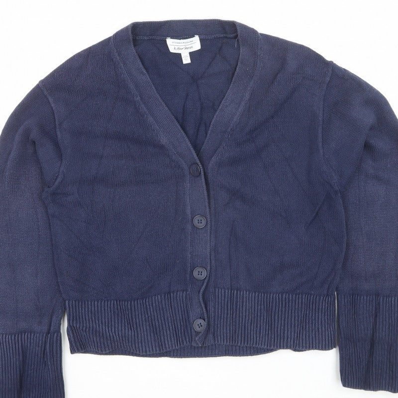 & Other Stories Women Blue XS Cotton V-Neck Button Cardigan