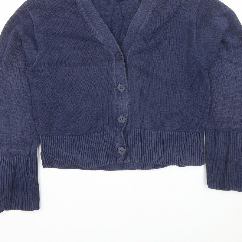 & Other Stories Women Blue XS Cotton V-Neck Button Cardigan