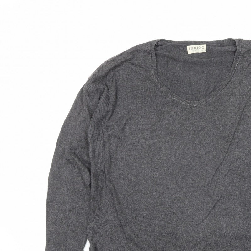 Marks and Spencer Women Grey V-Neck Knit Jumper Size 8 Long Sleeve