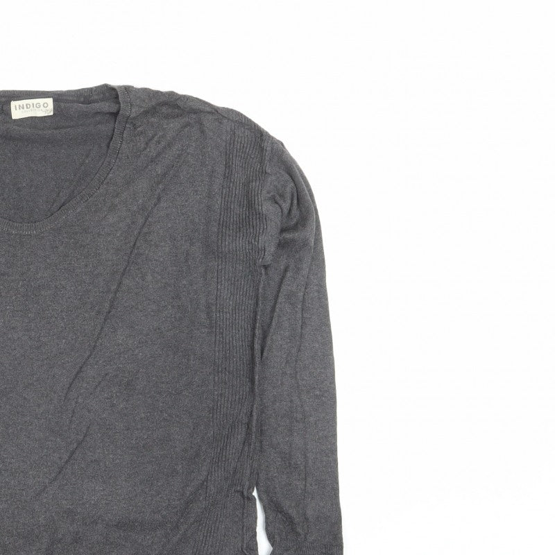 Marks and Spencer Women Grey V-Neck Knit Jumper Size 8 Long Sleeve