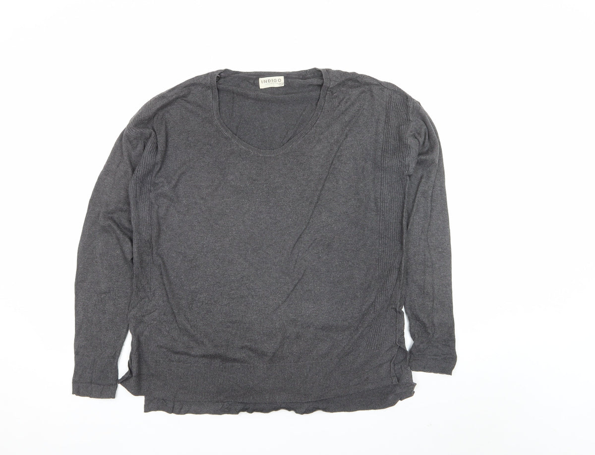 Marks and Spencer Women Grey V-Neck Knit Jumper Size 8 Long Sleeve