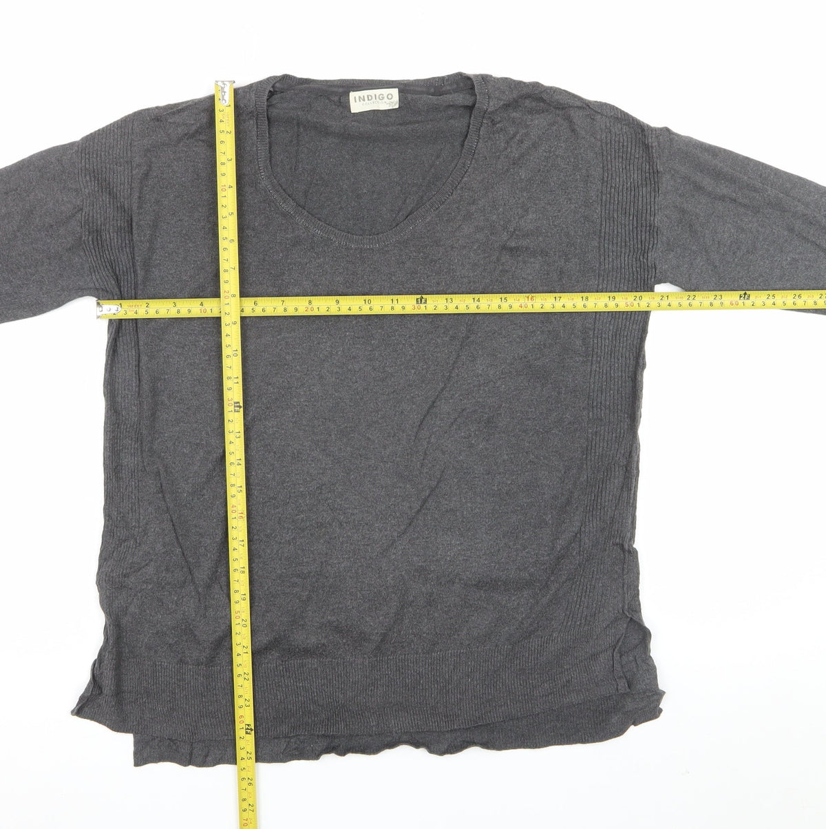 Marks and Spencer Women Grey V-Neck Knit Jumper Size 8 Long Sleeve