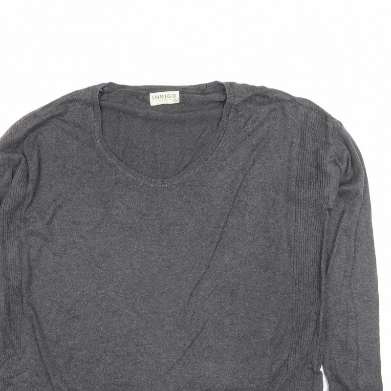 Marks and Spencer Women Grey V-Neck Knit Jumper Size 8 Long Sleeve