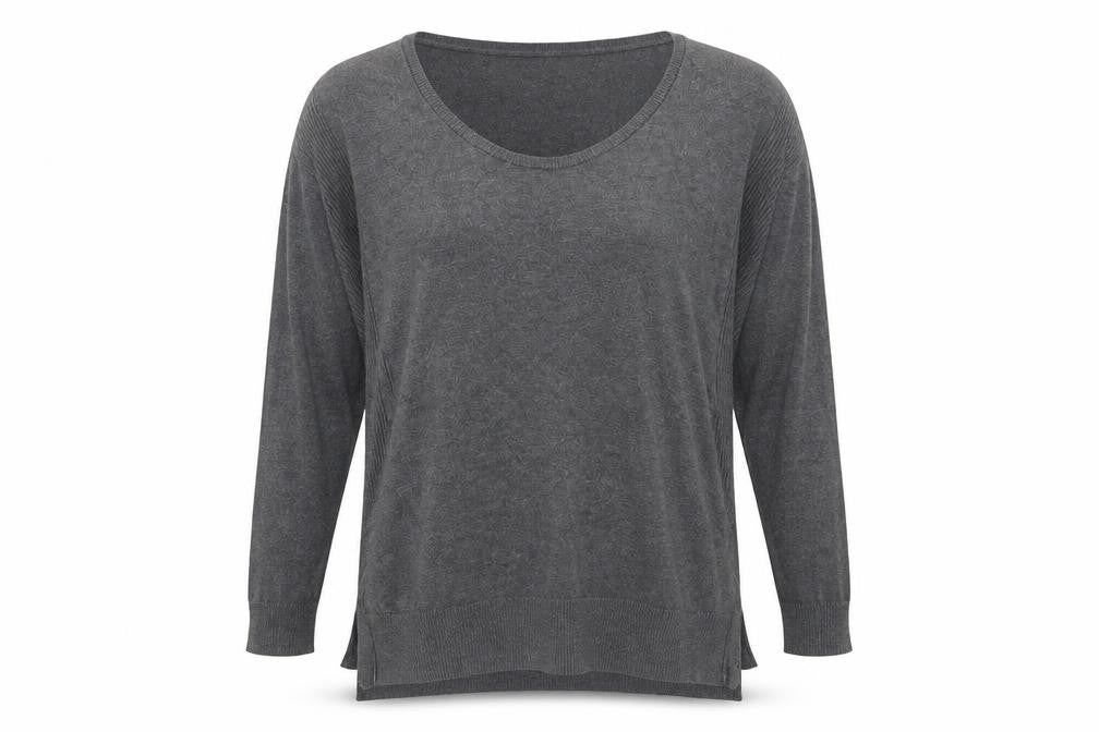 Marks and Spencer Women Grey V-Neck Knit Jumper Size 8 Long Sleeve