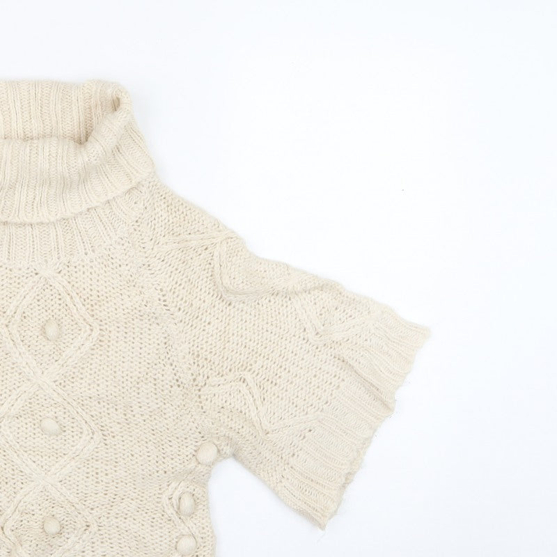 Select Women Ivory UK 8 Roll Neck Cable Knit Button Jumper