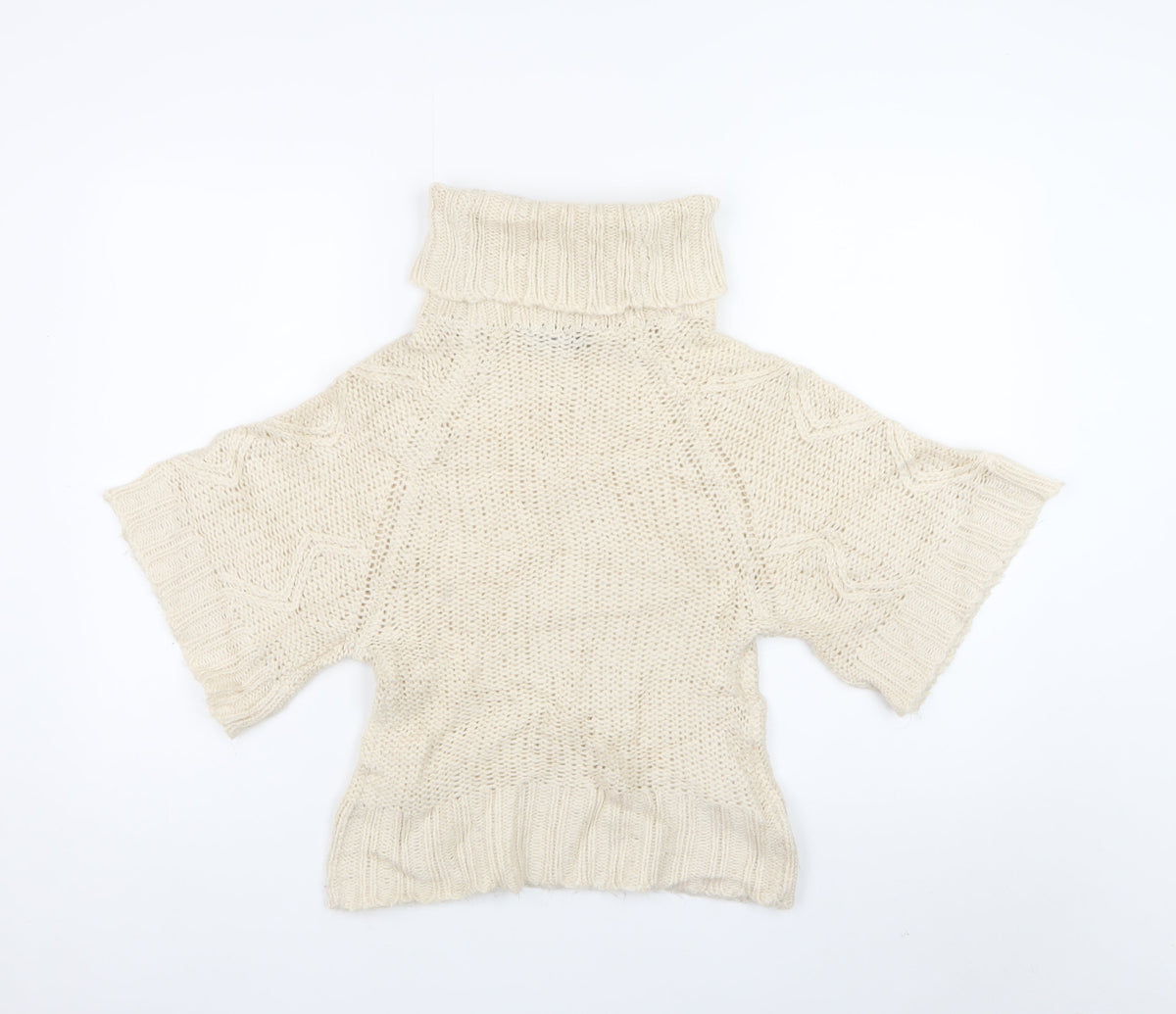 Select Women Ivory UK 8 Roll Neck Cable Knit Button Jumper