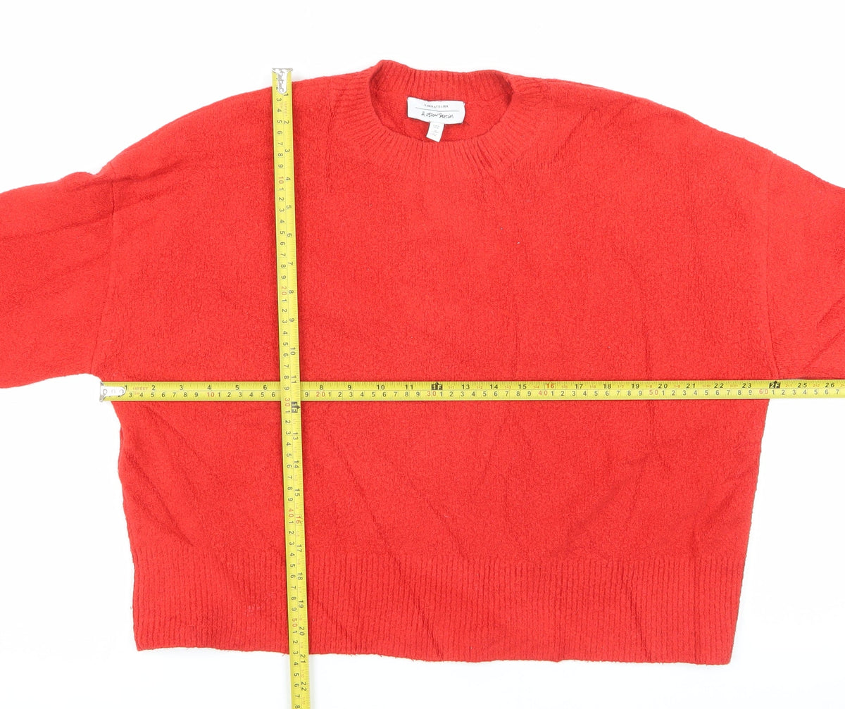 & Other Stories Women Red UK 12 Crew Neck Knit Pullover Jumper