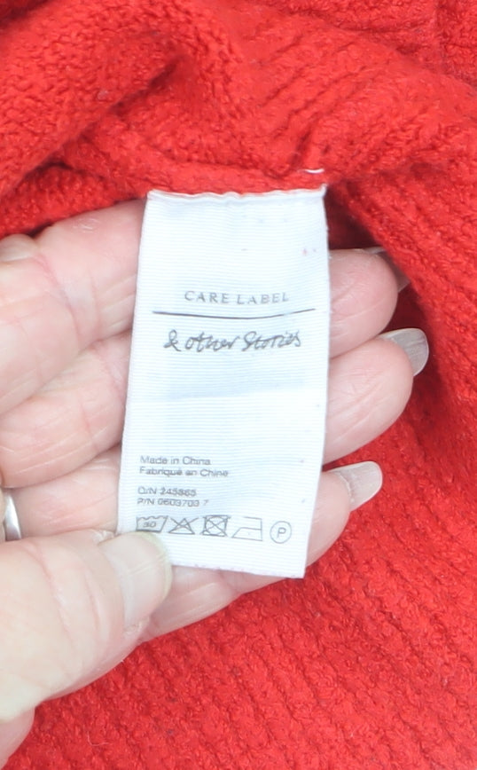 & Other Stories Women Red UK 12 Crew Neck Knit Pullover Jumper