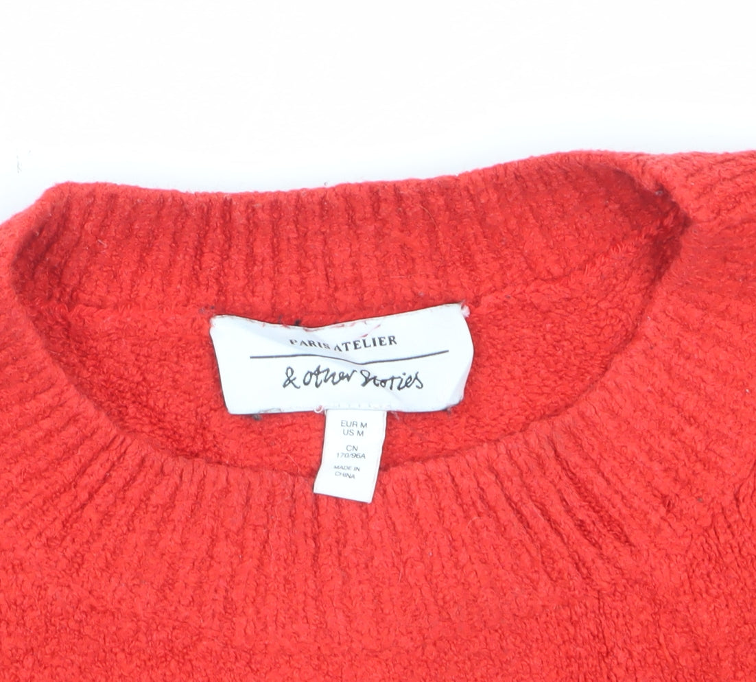 & Other Stories Women Red UK 12 Crew Neck Knit Pullover Jumper