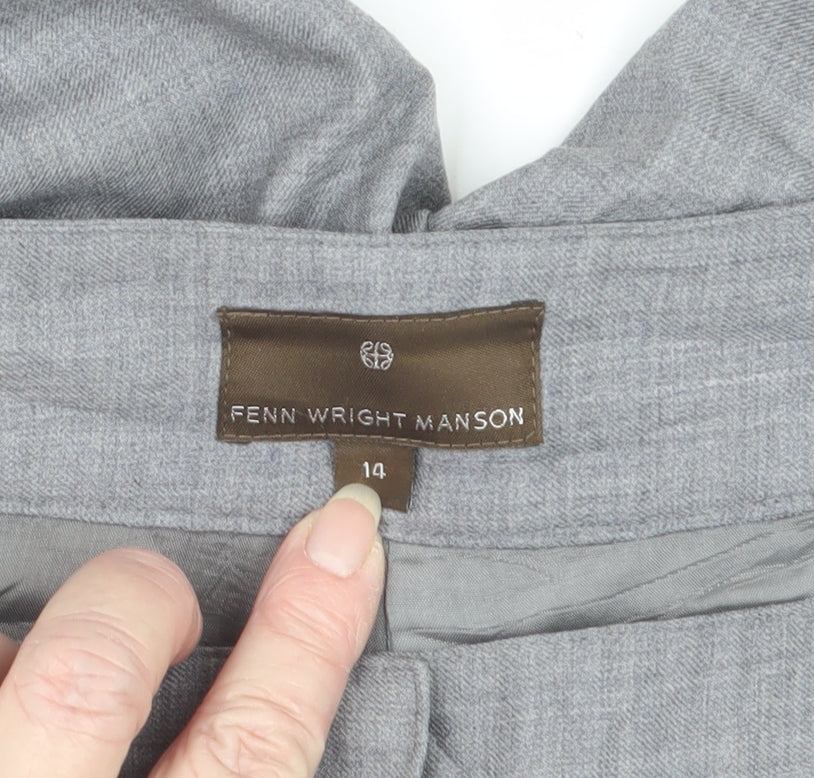 Fenn Wright Manson Women’s Grey Wool Straight Dress Trousers UK 14