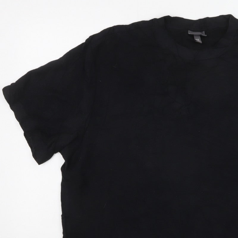 H&M Men’s Black 2XL Oversized Fit Crew Neck Cotton T-Shirt