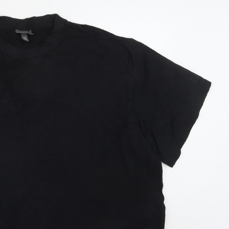 H&M Men’s Black 2XL Oversized Fit Crew Neck Cotton T-Shirt