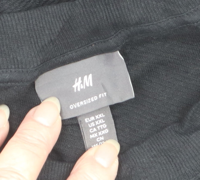 H&M Men’s Black 2XL Oversized Fit Crew Neck Cotton T-Shirt