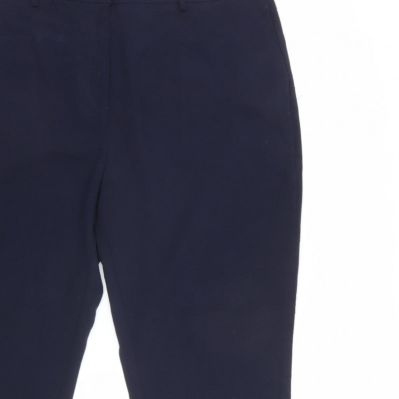 M&S Womens Navy Blue UK 20 Regular Tapered Tailored Work Trousers