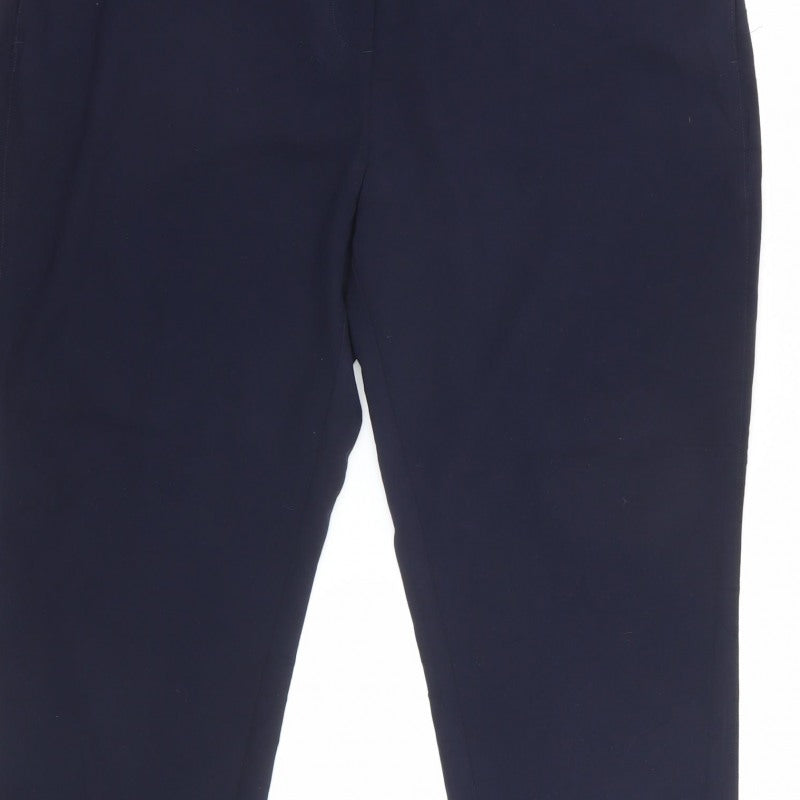 M&S Womens Navy Blue UK 20 Regular Tapered Tailored Work Trousers