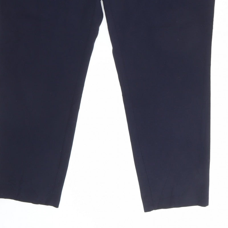 M&S Womens Navy Blue UK 20 Regular Tapered Tailored Work Trousers