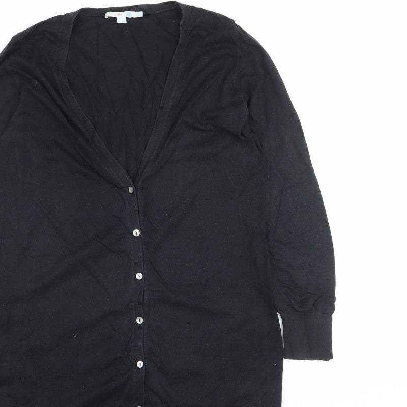 Boden Women Black UK 14 Longline V-Neck Button Cardigan