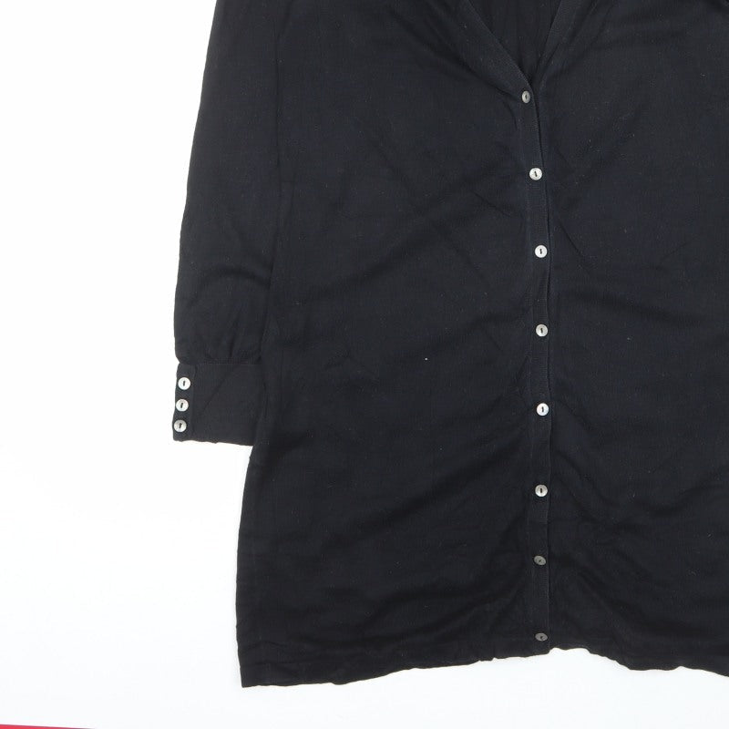Boden Women Black UK 14 Longline V-Neck Button Cardigan