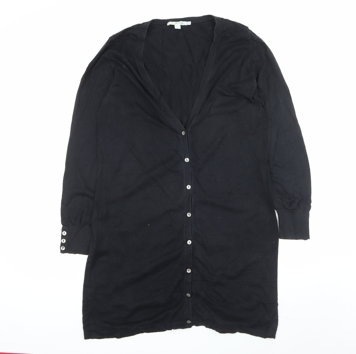Boden Women Black UK 14 Longline V-Neck Button Cardigan