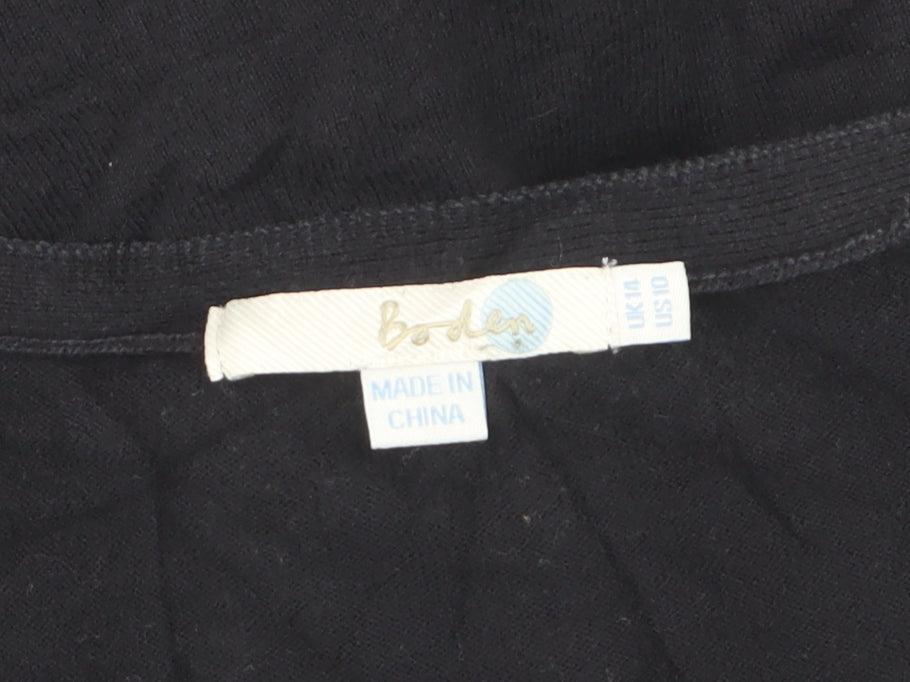 Boden Women Black UK 14 Longline V-Neck Button Cardigan