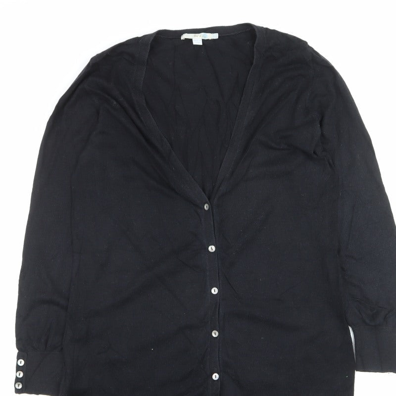 Boden Women Black UK 14 Longline V-Neck Button Cardigan