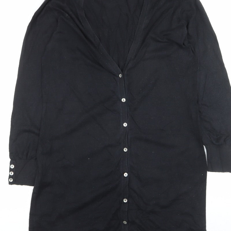 Boden Women Black UK 14 Longline V-Neck Button Cardigan
