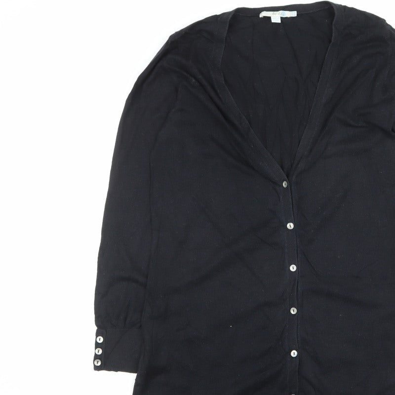 Boden Women Black UK 14 Longline V-Neck Button Cardigan