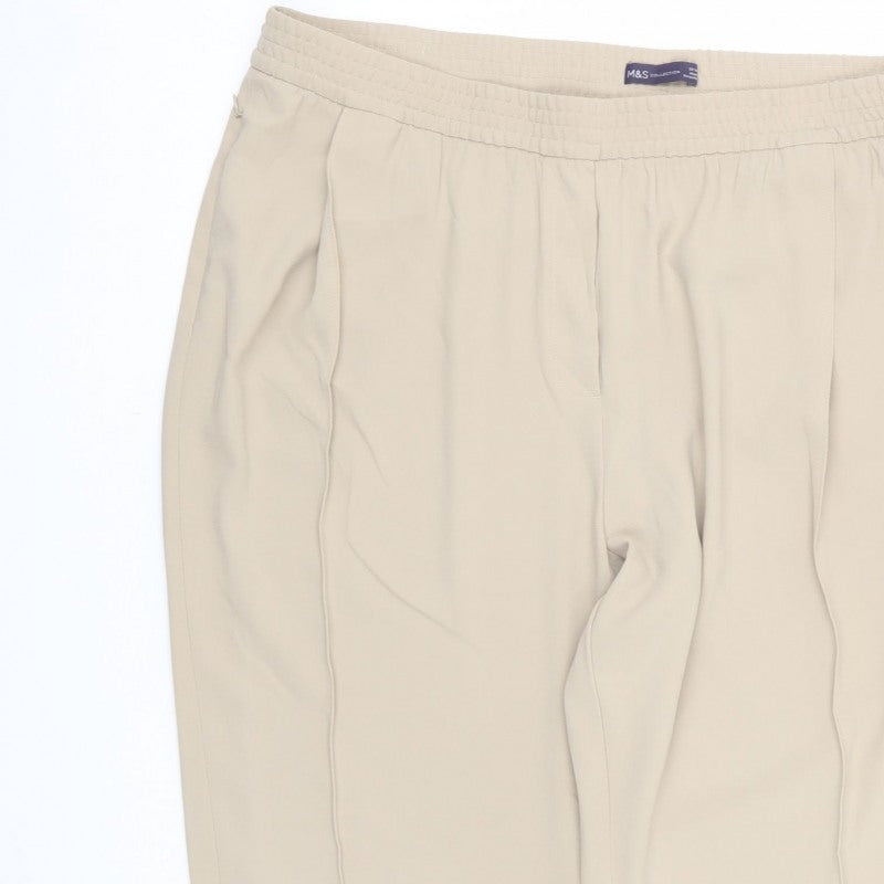 Marks & Spencer Women Beige UK 22 Tapered Elastic Waist Trousers