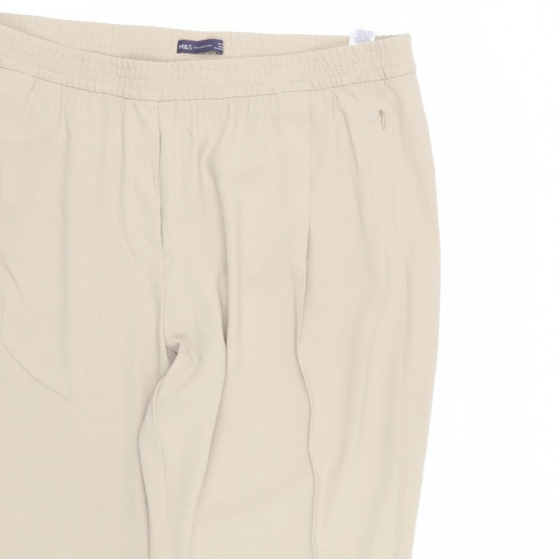 Marks & Spencer Women Beige UK 22 Tapered Elastic Waist Trousers