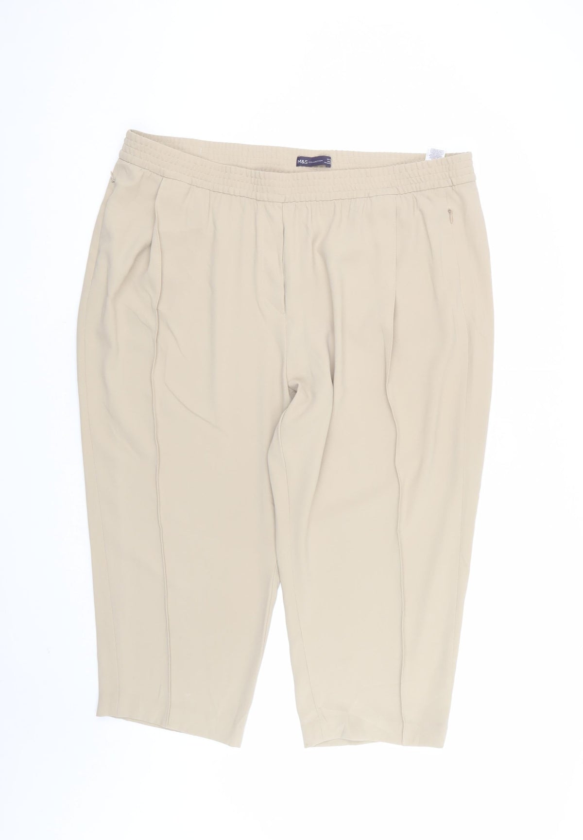 Marks & Spencer Women Beige UK 22 Tapered Elastic Waist Trousers