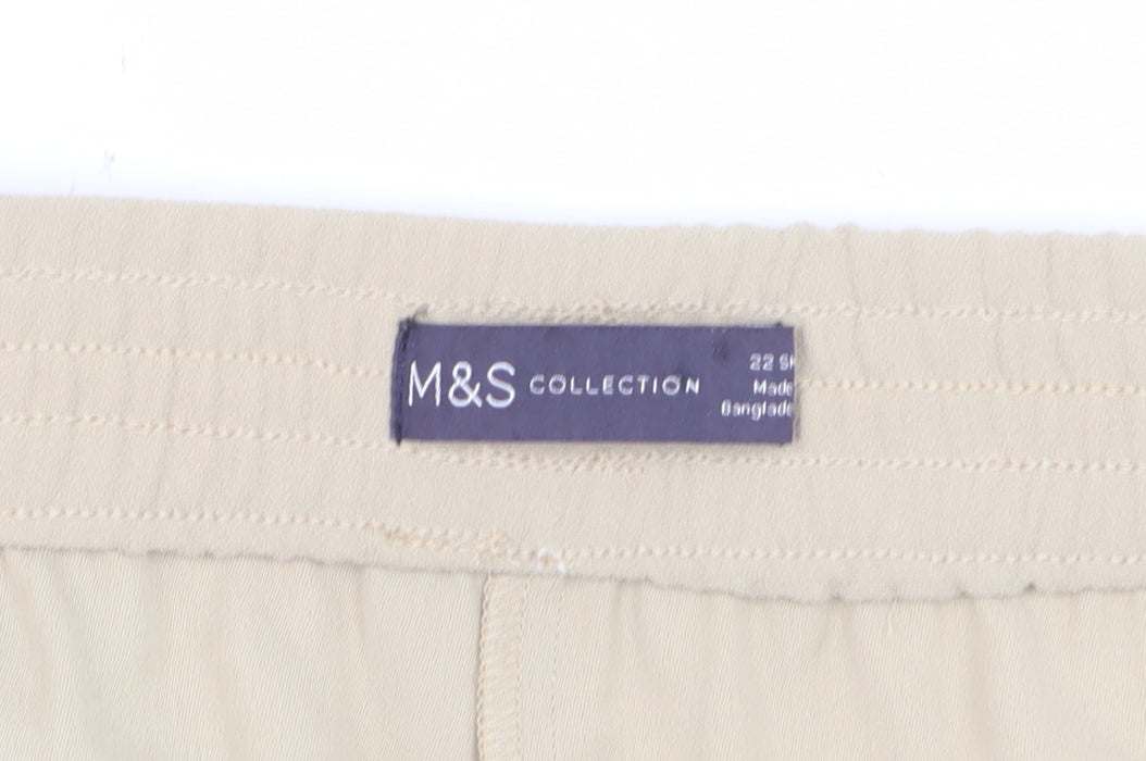 Marks & Spencer Women Beige UK 22 Tapered Elastic Waist Trousers