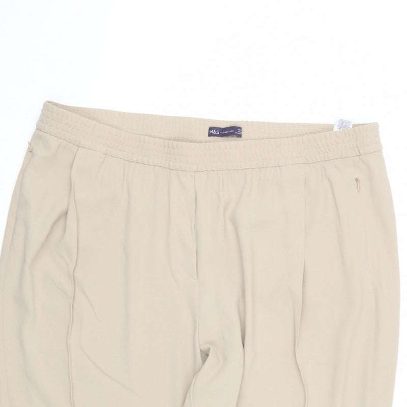 Marks & Spencer Women Beige UK 22 Tapered Elastic Waist Trousers