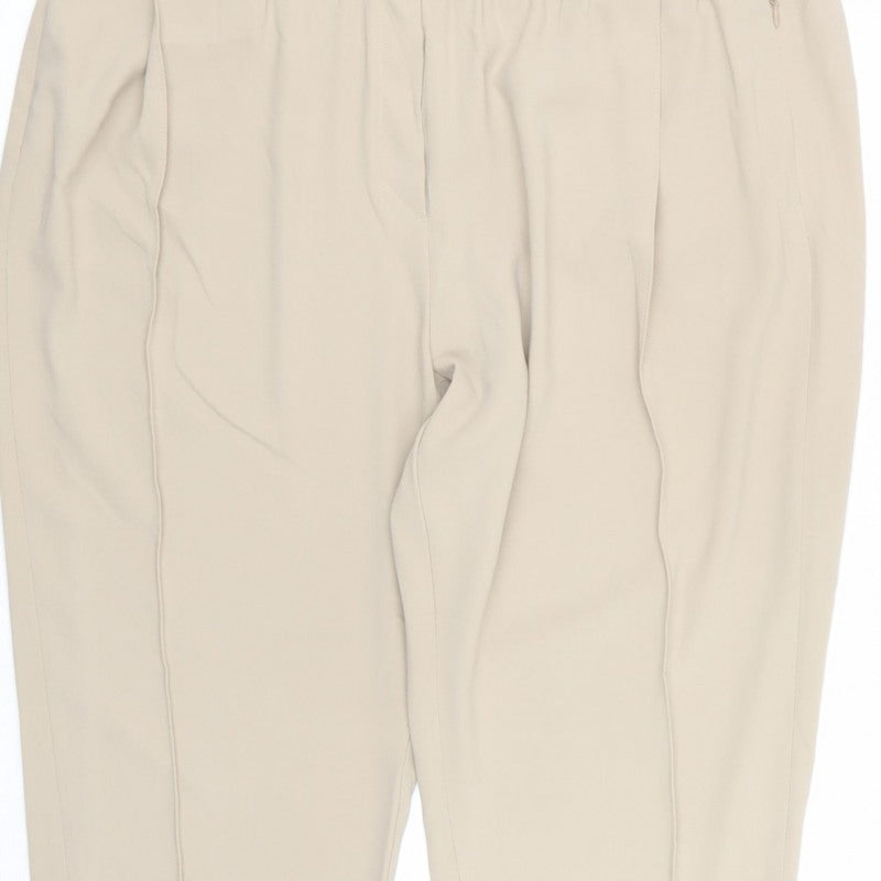 Marks & Spencer Women Beige UK 22 Tapered Elastic Waist Trousers
