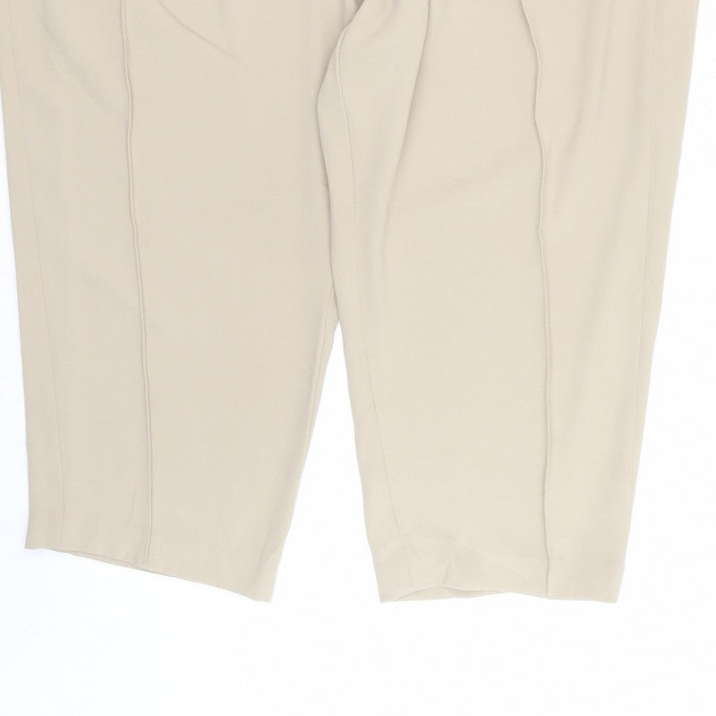 Marks & Spencer Women Beige UK 22 Tapered Elastic Waist Trousers