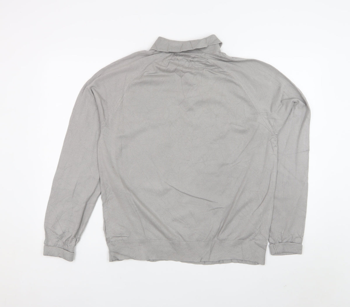 Marks and Spencer Men Grey M Collared Button Pullover Cotton Rich Jumper