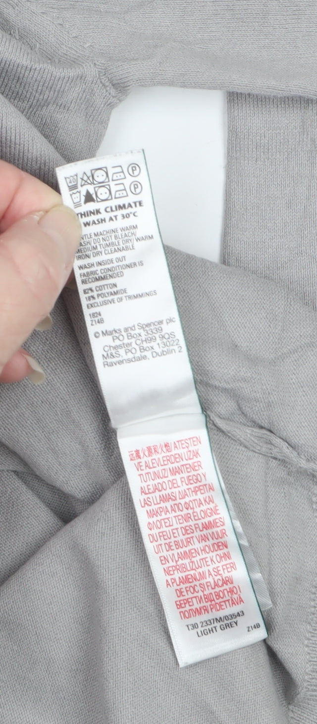 Marks and Spencer Men Grey M Collared Button Pullover Cotton Rich Jumper