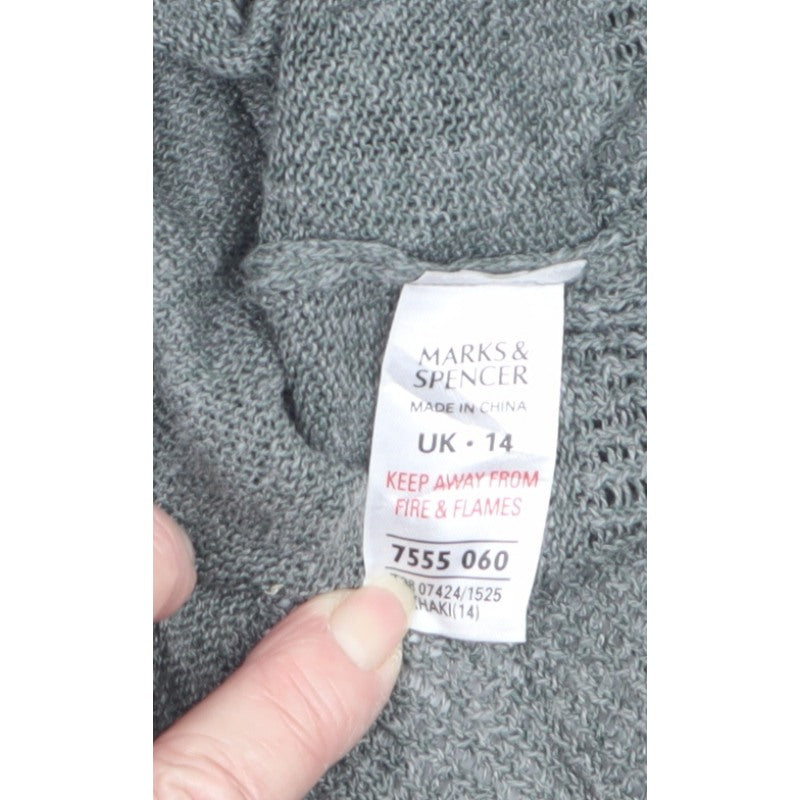 Marks and Spencer Women's Grey UK 14 V-Neck Button Pocket Cardigan