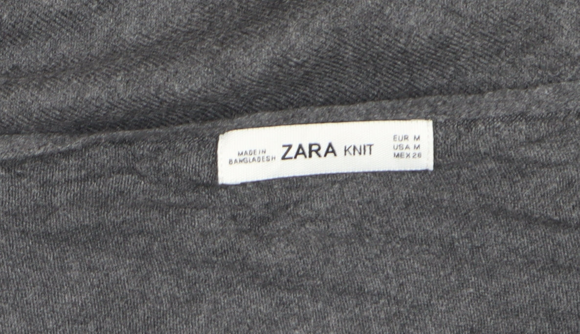 Zara Women Grey M Oversized Dolman Sleeve Knit Tunic Jumper