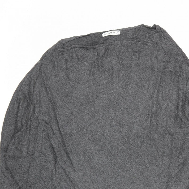 Zara Women Grey M Oversized Dolman Sleeve Knit Tunic Jumper