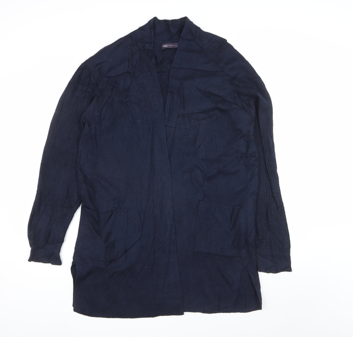 Marks and Spencer Women Blue UK 14 Open Front Knit Cardigan Pockets