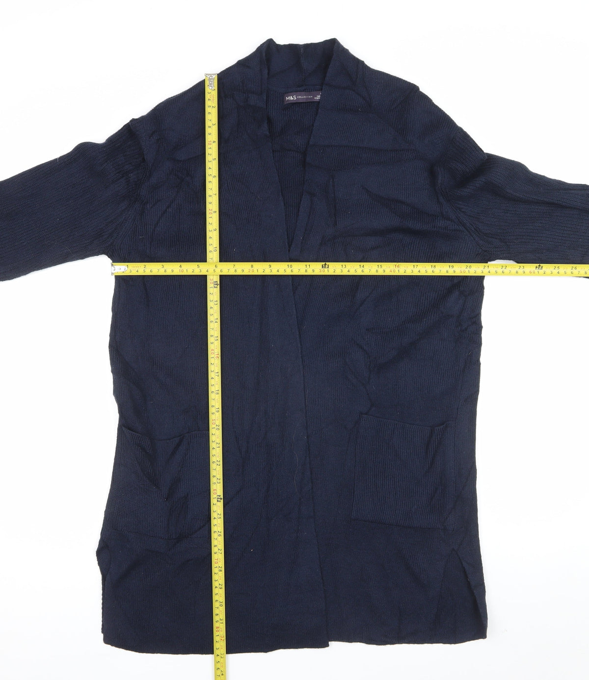 Marks and Spencer Women Blue UK 14 Open Front Knit Cardigan Pockets