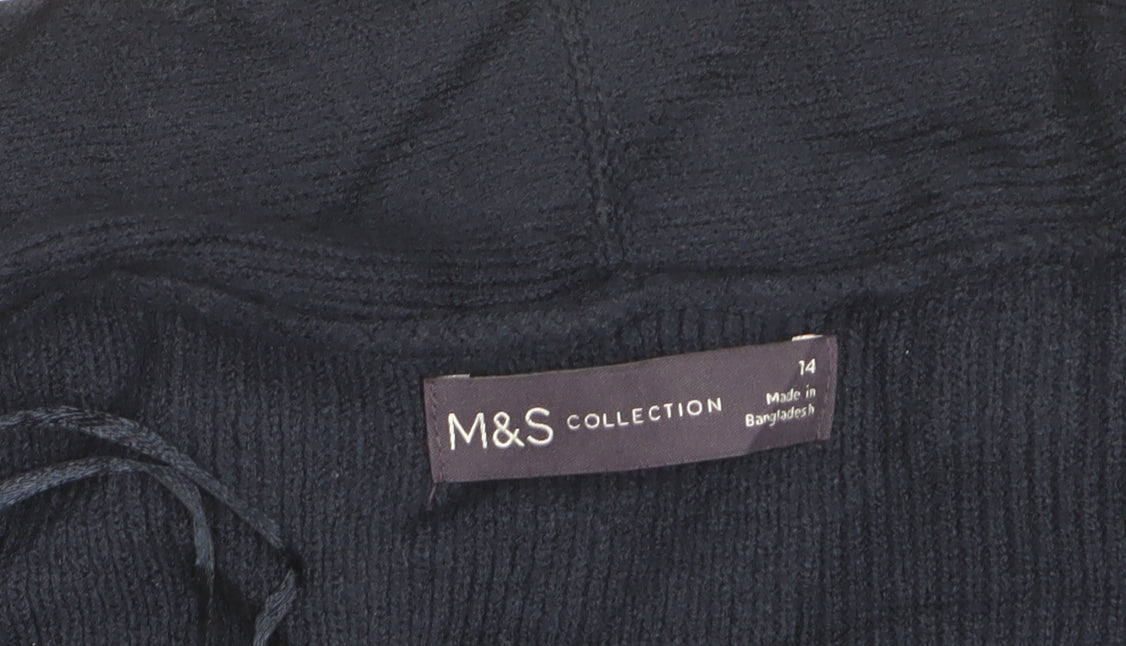 Marks and Spencer Women Blue UK 14 Open Front Knit Cardigan Pockets