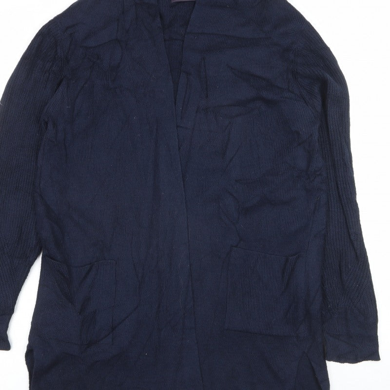 Marks and Spencer Women Blue UK 14 Open Front Knit Cardigan Pockets