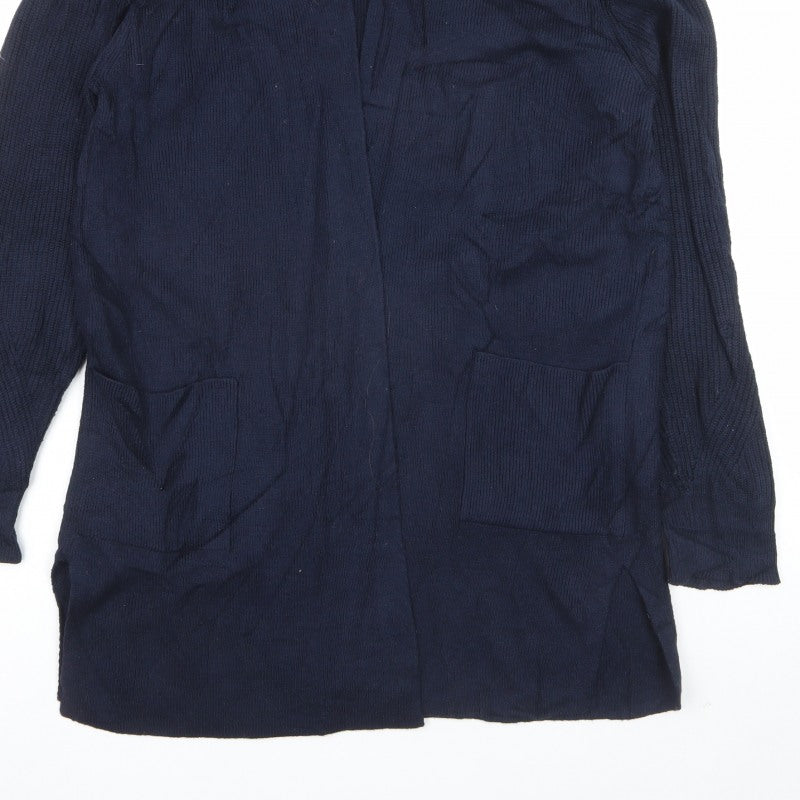 Marks and Spencer Women Blue UK 14 Open Front Knit Cardigan Pockets