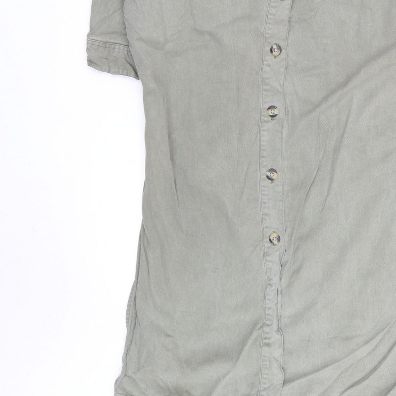 River Island Women’s Green UK 10 Long Smocked Shirt Dress